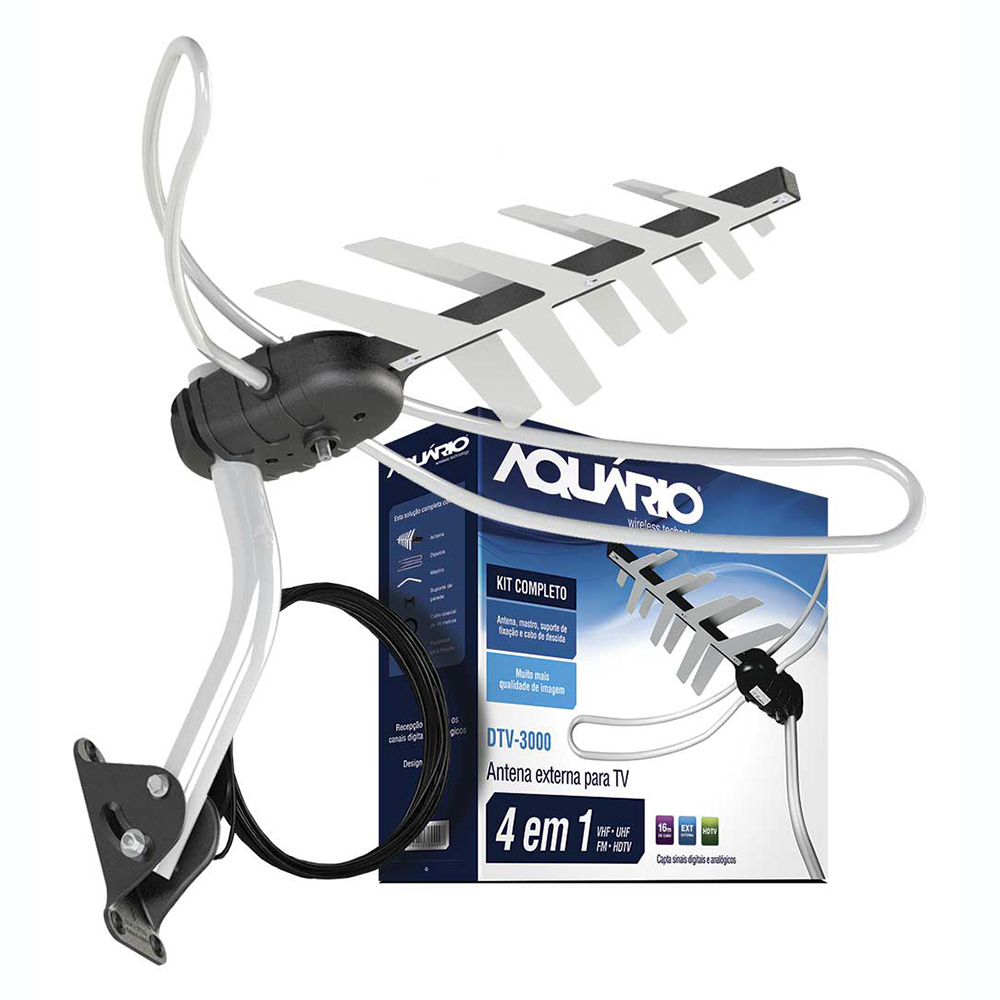 ANTENA EXT.AQUARIO DTV3000 VHF/UHF/FM/HDTV DIGITAL