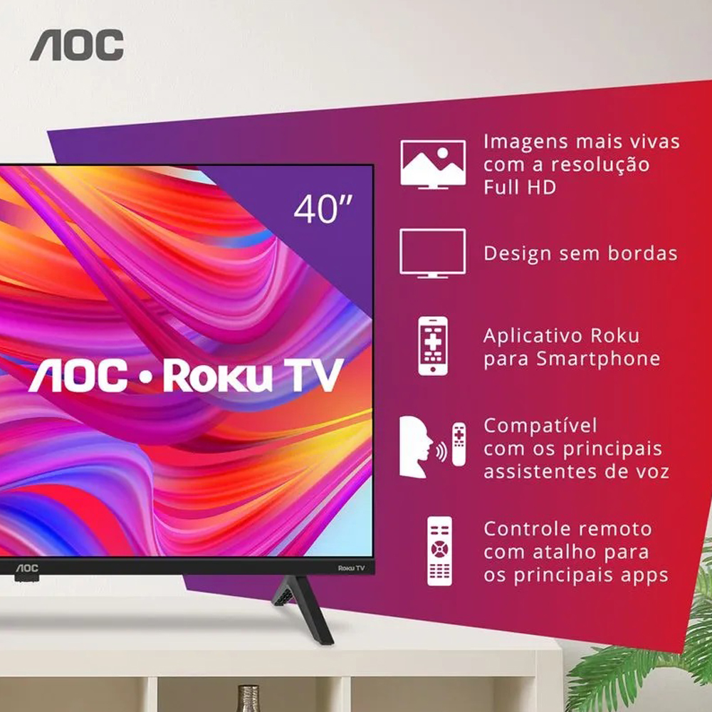 TV LED 40" SMART AOC 40S5045 C/ROKU
